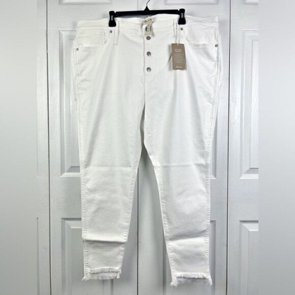 Madewell 10" High-Rise Skinny Jeans White Step-Hem Edition Plus Size 37 NWT - Picture 1 of 14